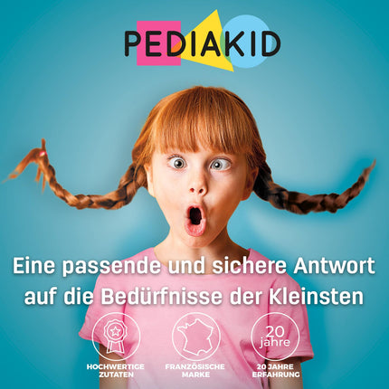 PEDIAKID — Imunitātes košļājamās gumijas — Dabīga formula ar gardu aveņu garšu — Veicina normālu imūnsistēmas darbību — Atbalsta organisma aizsargspējas — 3 x 60 košļājamās gumijas