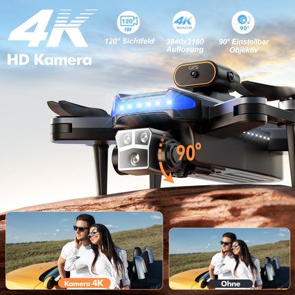 HYTOBP P17 GPS drons ar 4K kameru pieaugušajiem, 4K GPS drons ar bezkontaktu motoru, 3 akumulatori, 5G WiFi pārraide, FPV RC droni ar 3 kamerām, sekojiet man, automātiska atgriešanās, svars zem 249 g