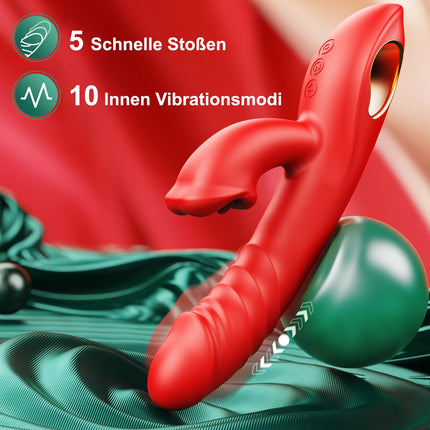 Dildo vibrators seksa rotaļlieta sievietēm, G-punkta vibrācija sievietēm ar 10 vibrācijām un 5 sūkšanas un grūdiena režīmiem, 4 vienā vibratoru komplekti sievietēm, klitora stimulators, seksa rotaļlietas sieviešu pāriem