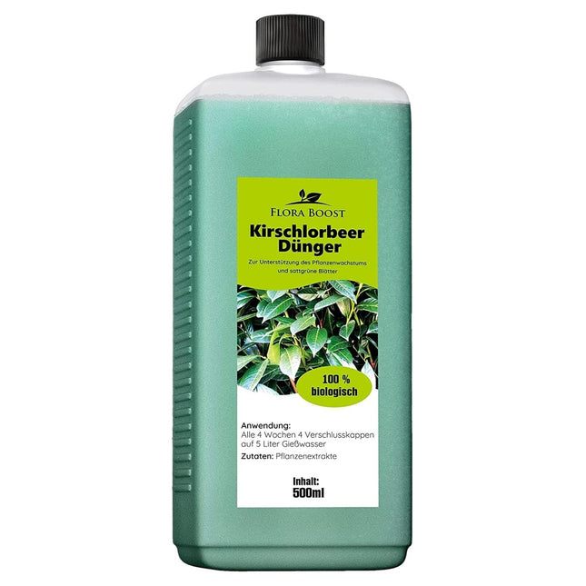 Flora Boost ķiršu-lauraugu mēslojums Flora Boost 500 ml I Līdz 100 litriem apūdeņošanas ūdens I Mēslojums ķiršu-lauraugu augiem un dzīvžogiem I Šķidrs lapu un sakņu mēslojums I 100% dabīgs augu mēslojums