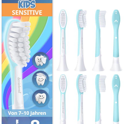 Demirdental rezerves birstes bērniem, piemērotas Philips Sonicare rezerves birstēm Kids, bērnu Sonic zobu birstes, bērnu rezerves birstes no 7 gadu vecuma, atbilst HX6044, tirkīza krāsā, 8 gabalu komplekts