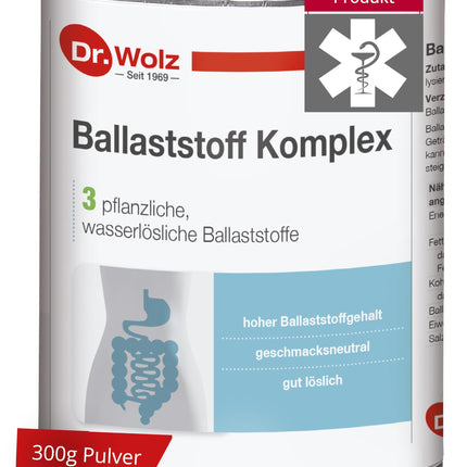 Dr. Wolz šķiedru komplekss 300 g pulveris - dabīgs maisījums - ar guāra šķiedru, akācijas šķiedru un kukurūzas šķiedru (izturīgs dekstrīns) - ūdenī šķīstošs šķiedru pulveris - bezgaršīgs