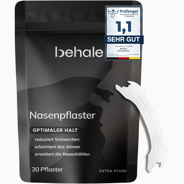 Behale - 30 deguna strēmelītes krākšanai - dermatoloģiski pārbaudītas | Deguna sloksnes gulēšanai | Atbalsts pret krākšanu | Krākšanas apturētājs, pateicoties labākai elpošanai