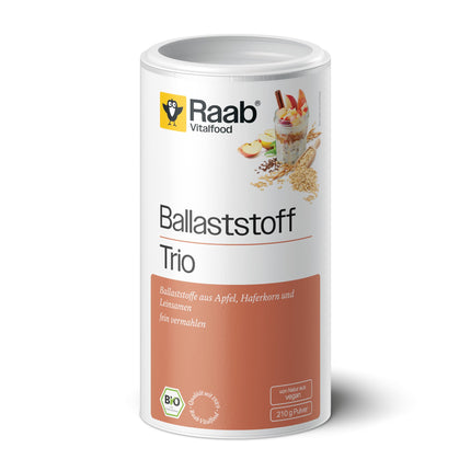 Raab Vitalfood organisko šķiedrvielu trio (210 g) | ar ābolu šķiedrvielām, auzu graudiem un bioloģiskām linsēklām | augsts šķiedrvielu saturs | smalki samalts | ideāli piemērots putrai un muslim