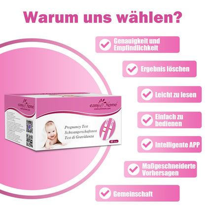 Easy@Home 40 x grūtniecības testi agrīnai lietošanai 10 mSV/ml - jutīgs grūtniecības tests - agrīnas grūtniecības testa strēmeles ar visaugstāko precizitāti | Uzticams īpaši agrīns grūtniecības tests