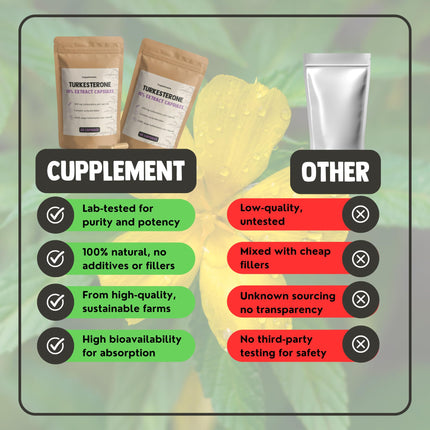 Cupplement Turkesterone 60 kapsulas 500 MG 10% ekstrakts Ajuga Turkestanica - alternatīva Tongkat Ali un Fadogia Agrestis - Turksterons - sportistiem un kultūristiem - augsta deva - vienam mēnesim