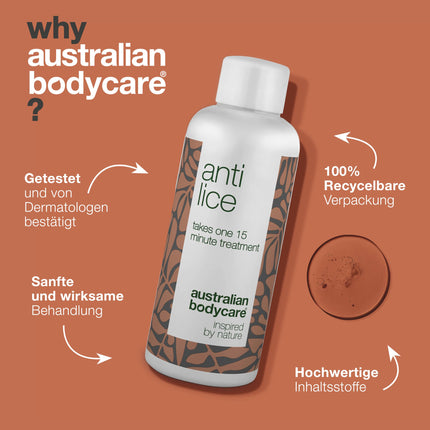 Australian Bodycare Anti Lice 100 ml | Galvas utu līdzeklis | Vienkārša un vienreizēja 15 minūšu ilga galvas utu un gnīdu apstrāde ar tējas koka eļļu | Utu līdzekļi bērniem un pieaugušajiem