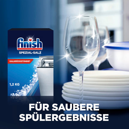 Finish Special Salt – trauku mazgājamās mašīnas sāls aizsardzībai pret kaļķakmeni un ūdens traipiem – vairāku iepakojumu komplekts ar 8 x 1,2 kg