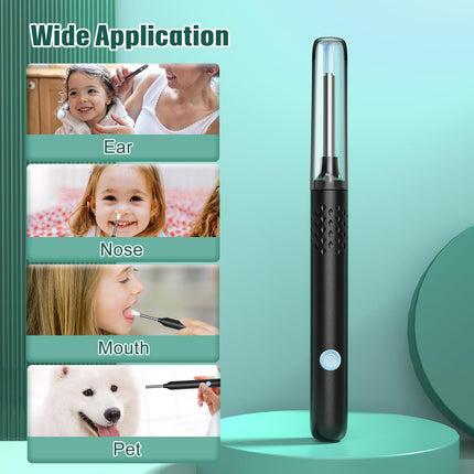 Ausu sēra noņēmēja otoskops, LMECHN 1080P HD otoskops, WiFi ausu tīrītājs ar kameru, otoskops ar 6 gaismas diodēm, IP67 ūdensizturīgs otoskopa auss, iPhone, Android, iPad, melns