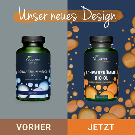 Organiskās melnās ķimenes eļļas kapsulas | Bez želatīna | 1000 mg ēģiptiešu eļļas | Linolskābe + timohinons | Vegavero® ražots Vācijā | Nigella sativa | 180 gabali