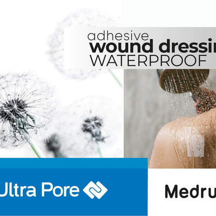 Medrull ūdensizturīgi brūču plāksteri ULTRA PORE 15 x 9 cm 100% ūdensizturīgs plāksteris Sterils, caurspīdīgs, stipra fiksācija - Aizsargā pret griezumiem un skrāpējumiem - Ideāli piemērots dušošanai, sportam, vannošanai 25 gabali