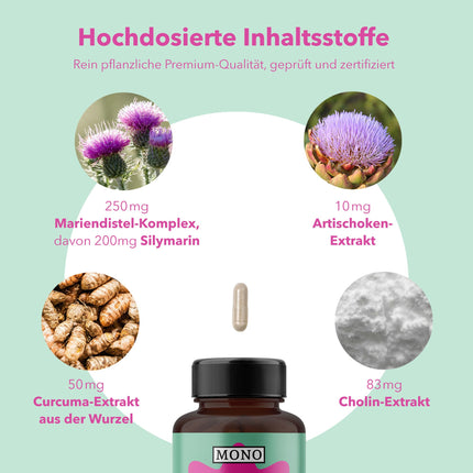 MONO aknu komplekss – 120 vegānas kapsulas ar silimarīnu, holīnu un cinku