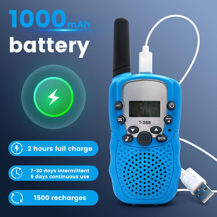 Profesionāls rāciju komplekts bērniem, T-388 rācija bērniem ar iebūvētu 1000 mAh uzlādējamu akumulatoru, hobiju rācija 8 kanālu PMR 446, darbības rādiuss līdz 2-3 km (2 gabalu komplekts) rozā, rozā