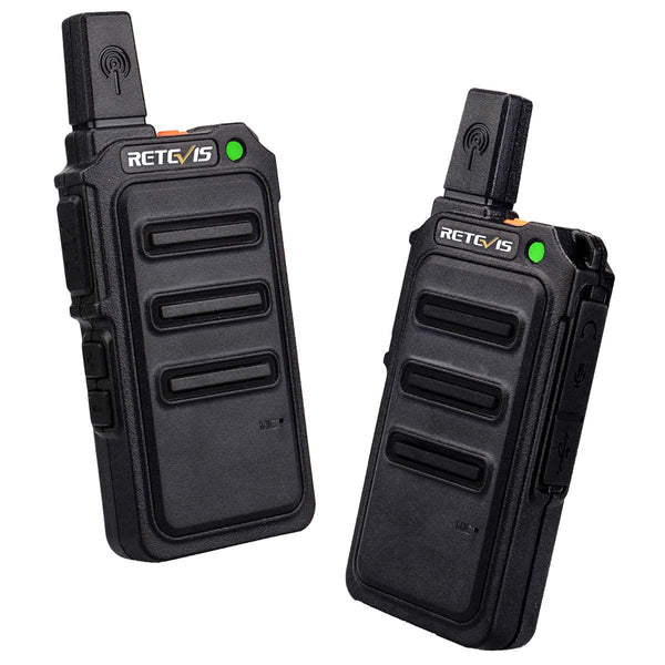 Retevis RT619 rācija, PMR446 uzlādējama divvirzienu rācija ar USB 1300mAh akumulatoru, VOX bez licences, mini rācijas, profesionālas lietošanai ģimenē, kempingā (2 iepakojumi, melnas)