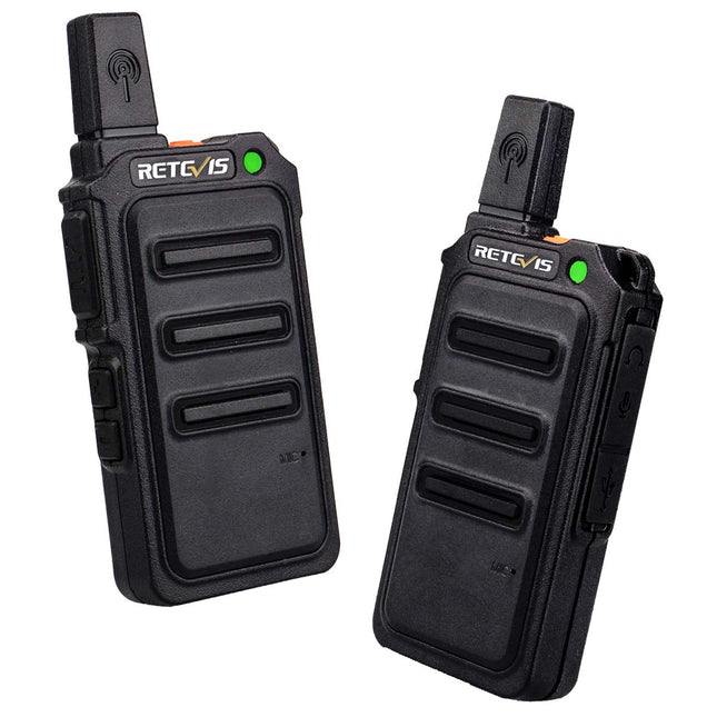 Retevis RT619 rācija, PMR446 uzlādējama divvirzienu rācija ar USB 1300mAh akumulatoru, VOX bez licences, mini rācijas, profesionālas lietošanai ģimenē, kempingā (2 iepakojumi, melnas)