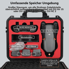 Profesionāls futrālis DJI Air 3S un DJI Air 3 Fly More Combo, ūdensnecaurlaidīgs koferis DJI Air 3S piederumiem, savietojams ar DJI RC-N3/RC 2 kontrolieri, propelleru, akumulatoru un drona piederumiem.