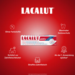 LACALUT AKTĪVĀ ZOBU PASTA, 100 ml Zobu pasta, nekavējoties pamanāma smaganu savilkšana un stiprināšana, efektīva zobu un smaganu kopšana, 1 x 100 ml