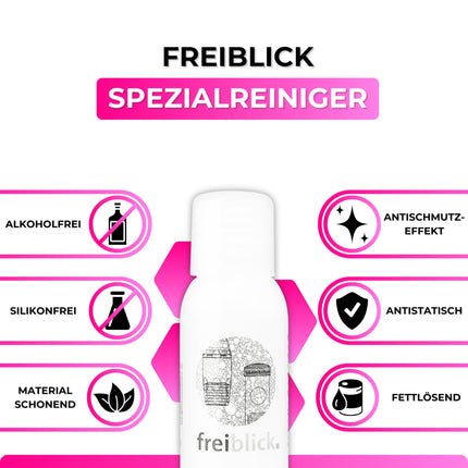Freiblick briļļu vanniņa (pelēka) komplektā ar 50 ml speciālo tīrīšanas līdzekli un mikrošķiedras lupatiņu | Optiķa kvalitātes briļļu tīrīšanas lupatiņa | Briļļu tīrīšana katram briļļu pārim