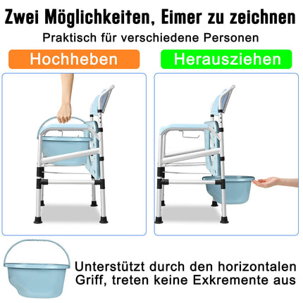 ACXIN tualetes krēsls ar regulējamu augstumu, neslīdošs tualetes krēsls, naktsgaldiņš, dušas krēsls ar roku balstu un tualeti, augstas kvalitātes vannas krēsls