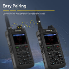 Retevis C62 divu joslu rācija, profesionāls radioamatieris ar LCD ekrānu, augstas veiktspējas divvirzienu radio, 2000 mAh, pārgājieniem/medībām/kempingam (melns, 1 iepakojums)