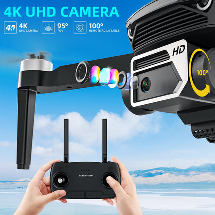 HANNVIW H220 GPS drons ar 4k kameru pieaugušajiem, zem 249 g, RC kvadrokoptera 5G FPV pārraide, bezsuku motors, liels darbības rādiuss, vieda atgriešanās, vietas režīms, sekošanas režīms iesācējiem