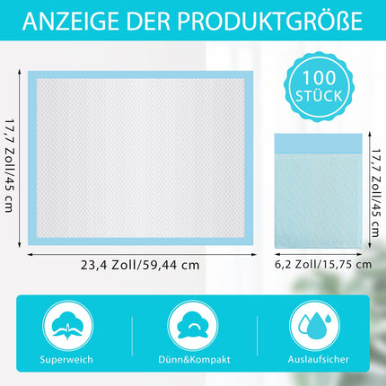 Vabrloy 100 Stück Betteinlagen Inkontinenz Einweg,Wickelunterlagen Einweg 33x45 cm,wasserdichte und Ultra-saugfähige,Inkontinenz-Bettunterlagen Einweg Inkontinenzunterlagen für ErWegwerf-Bettpads