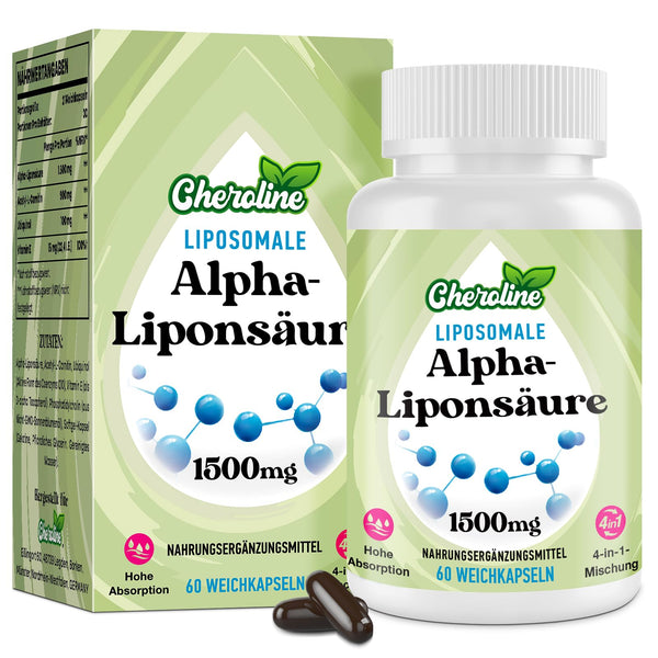 Liposomālās alfa lipoīnskābes mīkstās kapsulas 1500 mg vienā porcijā, ar acetil-L-karnitīnu 900 mg, ubikinolu 100 mg un E vitamīnu 15 mg, 4-in-1 formula (60 kapletas (1 iepakojums))