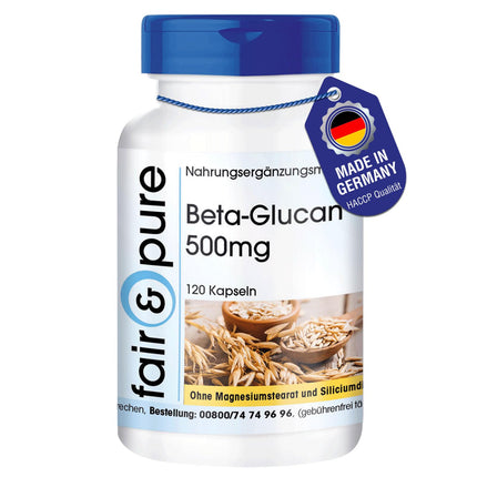 Fair &amp; Pure® - Beta-glikāna kapsulas 500 mg no auzām - 120 kapsulas - vegānas - dabīgas - bez magnija stearāta