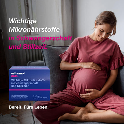 Orthomol Natal - Mikroelementi grūtniecēm un zīdīšanas laikā - ar folskābi, citiem vitamīniem un cinku - Granulas/Kapsulas, 30 dienas porcijas