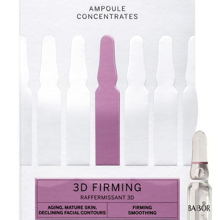 BABOR 3D nostiprinoša, pretnovecošanās seruma ampulas sejai, ar hialuronskābi lielākam tvirtumam, vegāniska formula, ampulu koncentrāti, 7 x 2 ml atsvaidzinoša