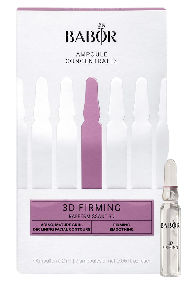 BABOR 3D nostiprinoša, pretnovecošanās seruma ampulas sejai, ar hialuronskābi lielākam tvirtumam, vegāniska formula, ampulu koncentrāti, 7 x 2 ml atsvaidzinoša