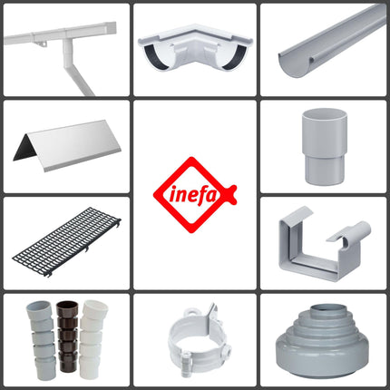 INEFA 10x lapu aizsargs notekcaurulēm, lapu aizsargs, PVC 100-125 mm, 2 m, melns lapu uztvērējs, notekcauruļu pārsegs, notekcauruļu piederumi, ražoti Vācijā