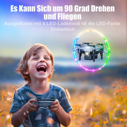 Mini drons bērniem ar LED gaismām, augstuma noturēšanu un bezgalvas režīmu, 360° apgriežams RC kvadrokopters, dāvanas, rotaļu helikoptera drons bērniem no 8 gadu vecuma un iesācējiem, zēniem un meitenēm