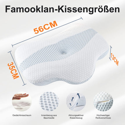 FAMOOKLAN ortopēdiskais spilvens Ergonomisks profesionāls kakla spilvens Sānu gulētājam Memory Foam spilvens Atvieglojums no galvas/kakla un plecu sāpēm
