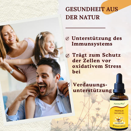Propolisa pilieni 30% – 2 x 50 ml – Tīra augstas devas tinktūra – 100% dabīgs ekstrakts – Praktiska pipete – Vienkārša dozēšana – NatimaVita