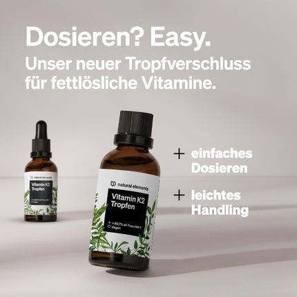 K2 vitamīns MK-7 200µg – 50 ml – transtaukskābju saturs &gt;99,7% – laboratorijā pārbaudīts, vegāns, ar augstām devām un ražots Vācijā