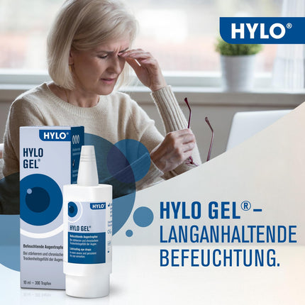 HYLO GEL acu pilieni sausām acīm, ilgstošas ​​iedarbības, ar hialuronskābi, 10 ml