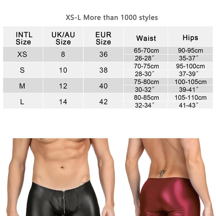 ohyeahlady Vīriešu seksīga apakšveļa ar mitru izskatu, erotiskas biksītes vīriešiem, māsu biksītes, geju apakšveļa, apakšbikses, mākslīgā āda, lieli izmēri, seksīga apakšveļa, stringi, ādas šorti, zili, L