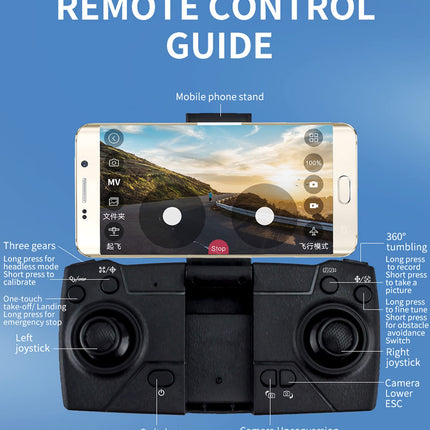OBEST drons ar 4K kameru, salokāms RC kvadrokopters ar FPV tiešraides pārraidi, 360° šķēršļu apiešana, augstuma noturēšana, 24–30 minūšu lidojuma laiks, 3D apgriešana, bezgalvas režīms, mini drons bērniem un iesācējiem
