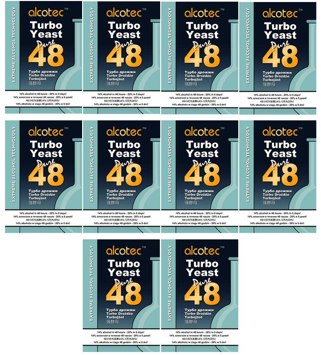 Alcotec 10x Turbo Raugs 48h Dual, līdz 21% alkohola (10 iepakojumi)