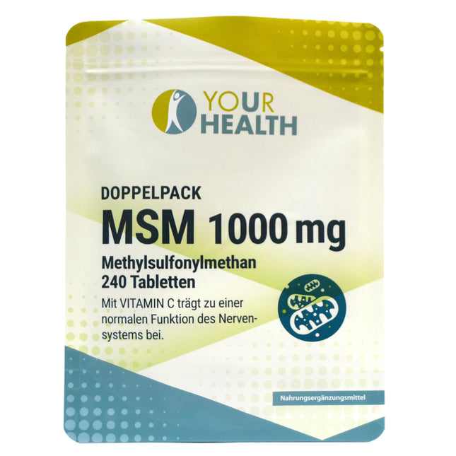 Dubultais iepakojums: MSM 1000 mg; Metilsulfonilmetāns; ar C vitamīnu - 240 tabletes