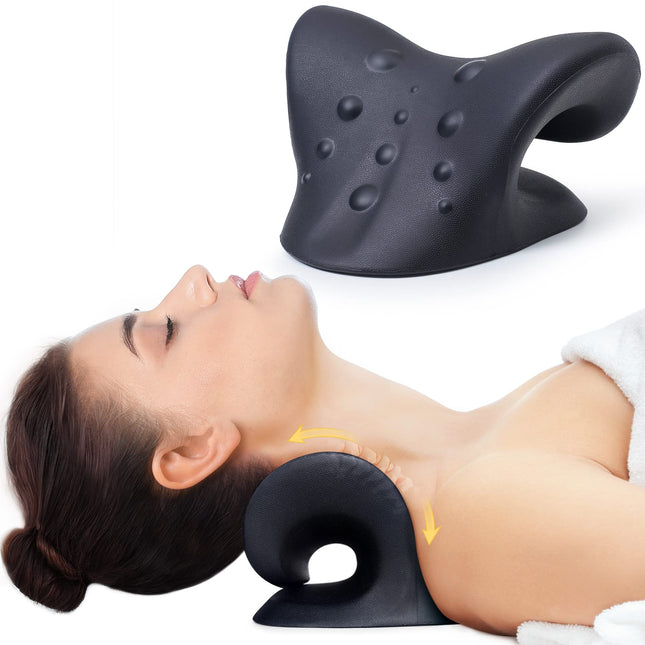 Cozyhealth kakla un plecu masieris, kakla nestuves kakla sāpju mazināšanai, kakla nestuves, chiropractic spilvens kakla mugurkaula relaksācijas spilvenam (melns)
