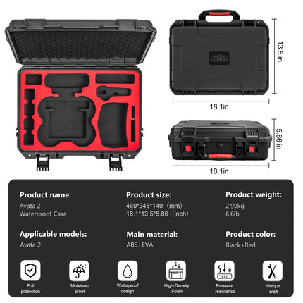 STARTRC Avata 2 soma, ūdensnecaurlaidīga pārnēsāšanas soma DJI Avata 2 Fly More Combo droniem, kas paredzētas DJI Goggles 3/RC Motion 3/FPV tālvadības pultij 3, akumulatora uzlādes centrmezgls, FPV dronu piederumi
