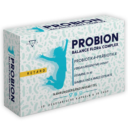 PROBION® | Probiotikas zarnu attīrīšanai | Probiotiskās kapsulas | 40 miljardi KVV | Lactobacillus, Bifidobacterium + Enzi-Mix + Vitamīni + Bambuss un Kumelītes zarnu gāzu izvadīšanai | 30 kapsulas ar aizkavētu iedarbību