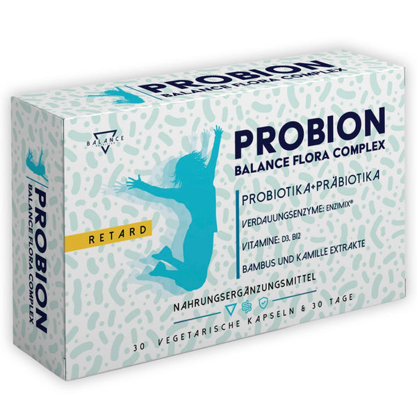 PROBION® | Probiotikas zarnu attīrīšanai | Probiotiskās kapsulas | 40 miljardi KVV | Lactobacillus, Bifidobacterium + Enzi-Mix + Vitamīni + Bambuss un Kumelītes zarnu gāzu izvadīšanai | 30 kapsulas ar aizkavētu iedarbību