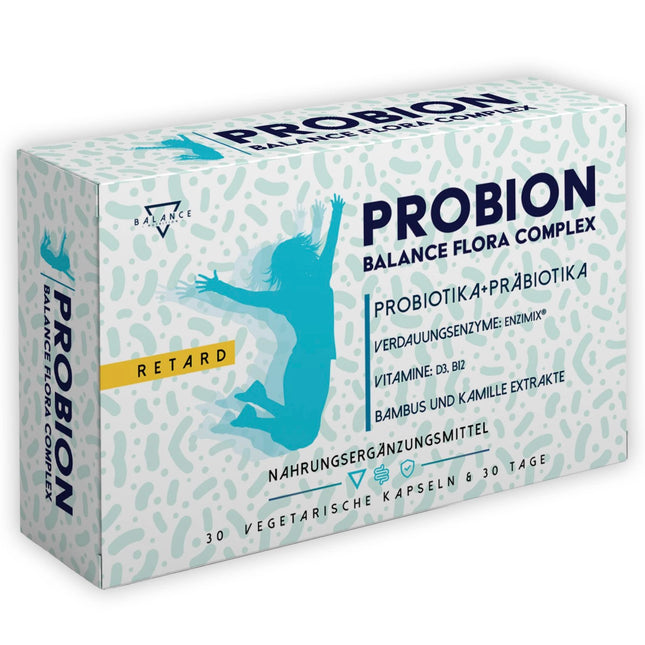 PROBION® | Probiotikas zarnu attīrīšanai | Probiotiskās kapsulas | 40 miljardi KVV | Lactobacillus, Bifidobacterium + Enzi-Mix + Vitamīni + Bambuss un Kumelītes zarnu gāzu izvadīšanai | 30 kapsulas ar aizkavētu iedarbību