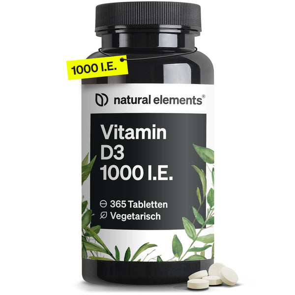 D3 vitamīns 1000 SV – 365 tabletes gada piegādē – D vitamīns kauliem un imūnsistēmai – augsta deva, bez nevajadzīgām piedevām – ražots Vācijā un laboratorijā pārbaudīts