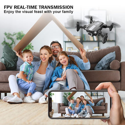Wipkviey T25 drons ar 1080p kameru, salokāmi mini droni iesācējiem un pieaugušajiem, FPV RC kvadrokopters ar 2 baterijām, WiFi pārraide, bezgalvas režīms, gravitācijas kontrole