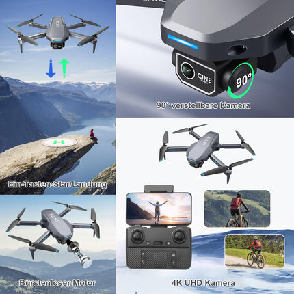 OKYUK K618 MAX drons ar 4K kameru, 270° šķēršļu novēršanas drons, kvadrokopters ar FPV WiFi pārraidi, regulējamu objektīvu, 3D pagriezienu, augstuma noturēšanu, rotaļlietas un dāvanas zēniem un meitenēm iesācējiem