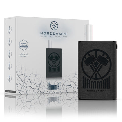Norddampf HAMMAH augu iztvaicētājs | Kompakts augstākās kvalitātes garšaugu vaporizators | Hibrīda apkures tehnoloģija | 1600 mAh akumulators | 30 s uzsilšanas laiks | Izolēti elpceļi | 5 temperatūras līmeņi | Dziļi melna